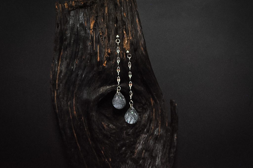 Mystical Labradorite Series - Teardrop Chain Dangle Earrings