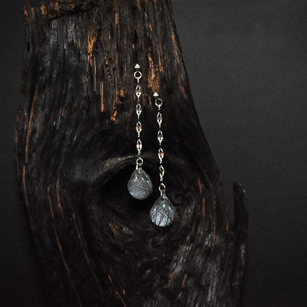 Mystical Labradorite Series - Teardrop Chain Dangle Earrings