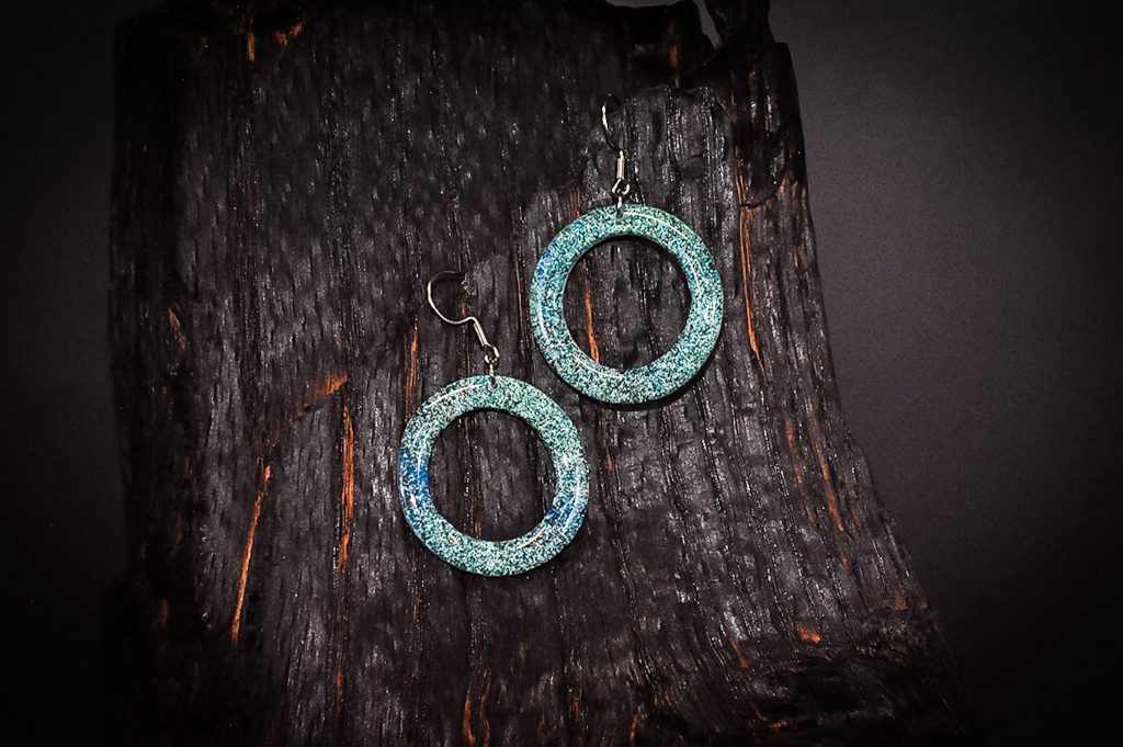 Speckled Series - Twilight Patina Hoop Dangle Earrings - Large