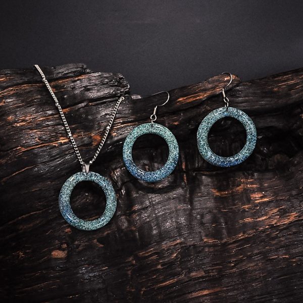 Speckled Series -  Twilight Patina Set - Hoop Dangle Earrings and Necklace