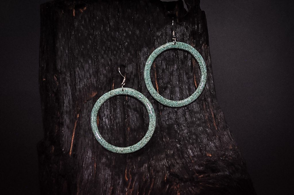 Speckled Series - Twilight Patina Hoop Dangle Earrings - Extra Large