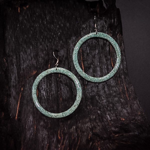 Speckled Series - Twilight Patina Hoop Dangle Earrings - Extra Large