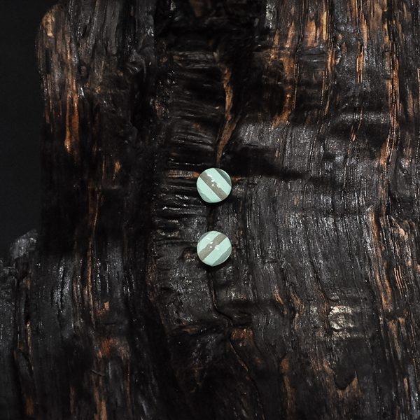 Sweet Simplicity - Mint Macaron Stripe - Stud Earrings