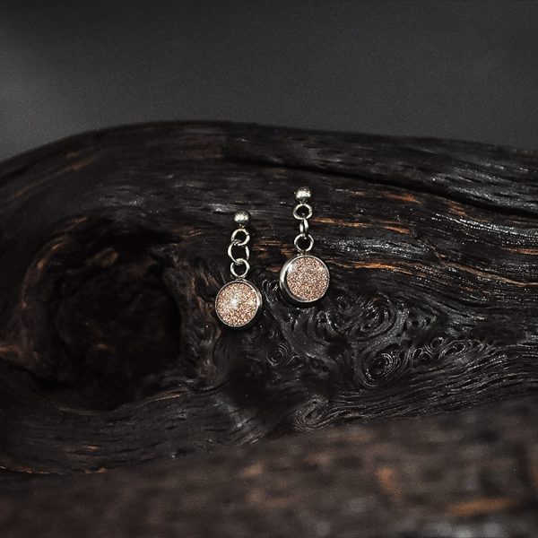 The Cobbled Curios - Champagne Stone - Dangle Earrings