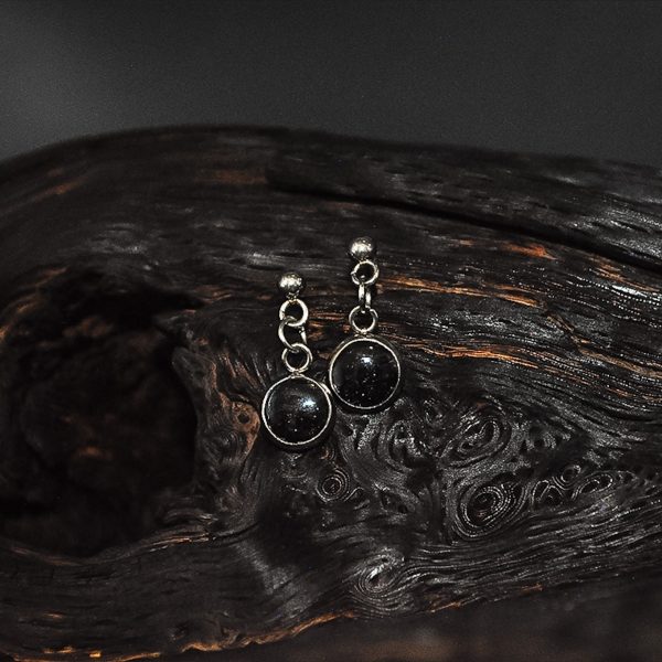 The Cobbled Curios - Onyx Orb - Dangle Earrings