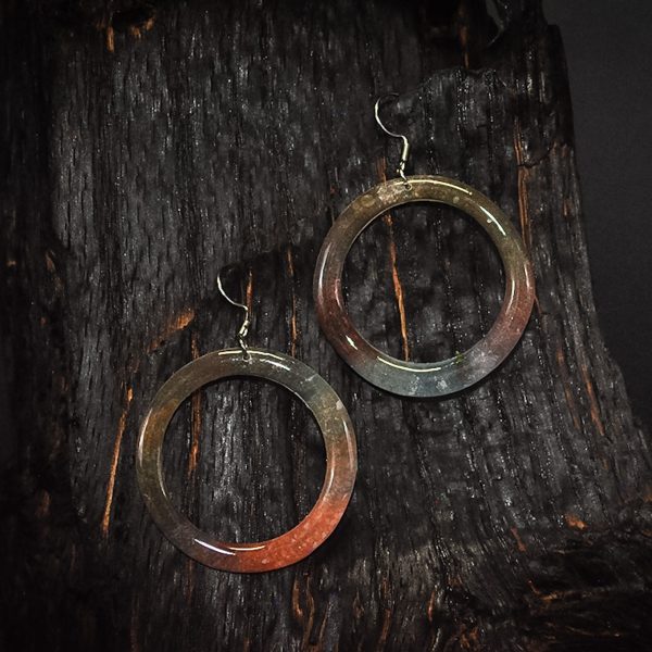 Watercolor Series - Mossy Meadow - Dangle Earrings - Extra Large