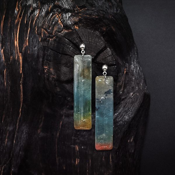 Watercolor Series - Mossy Meadow Sky - Dangle Earrings - Extra Large