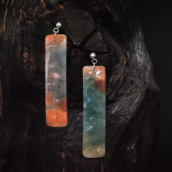 Watercolor Series - Mossy Meadow Sunset - Dangle Earrings - Extra Large